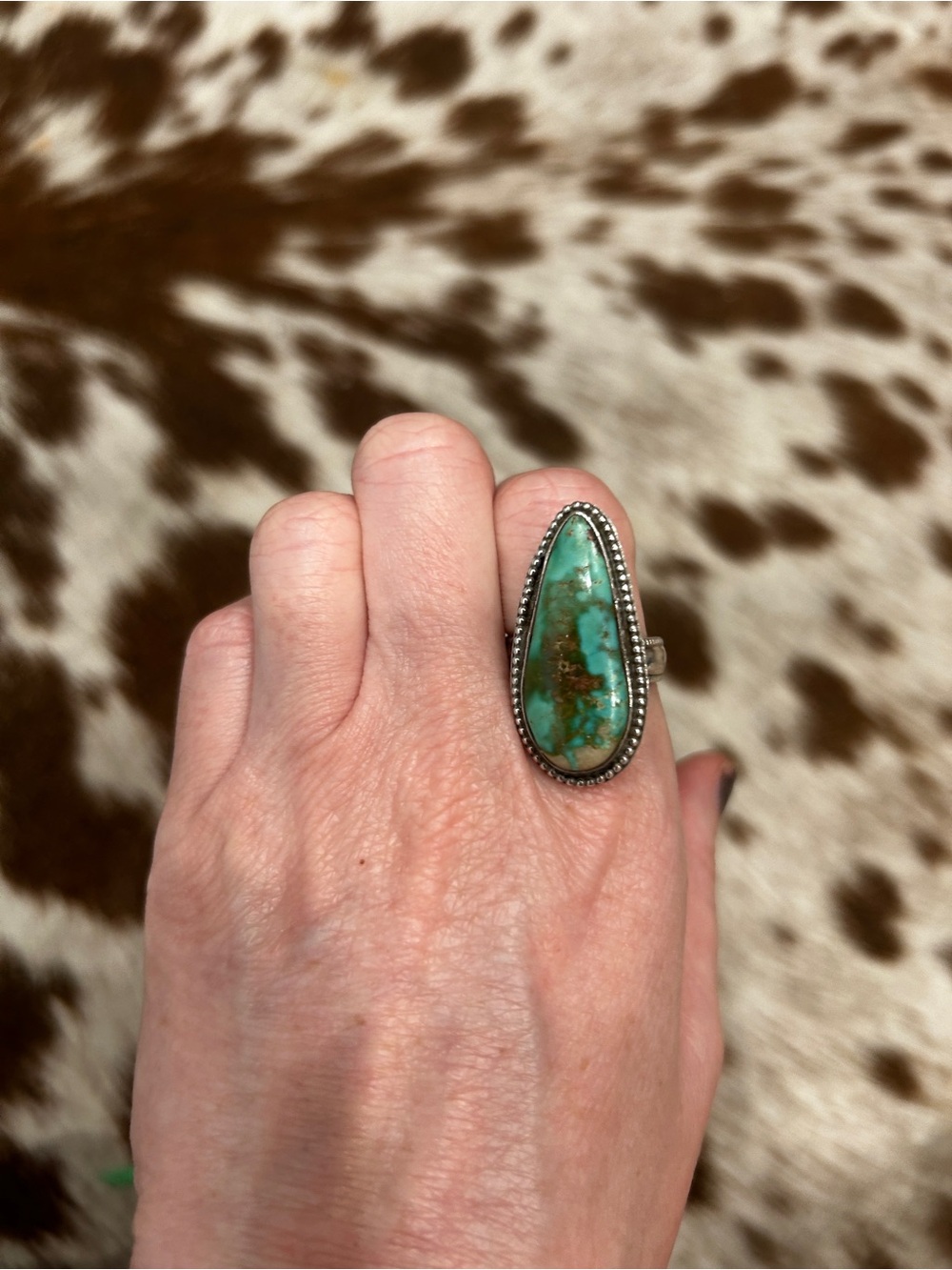 Royston turquoise & Sterling sliver adjustable ring
